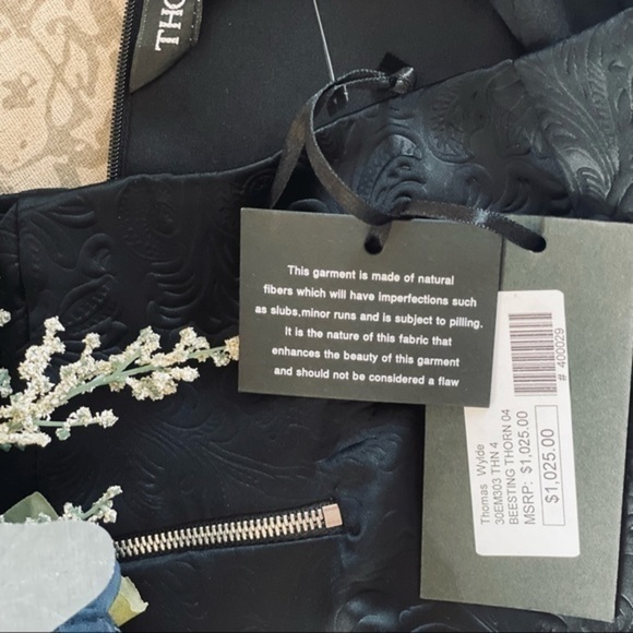 NWT Thomas Wylde Pollen Asymmetric Midi Skirt in Beesting Thorn Midnight Black - Picture 10 of 10